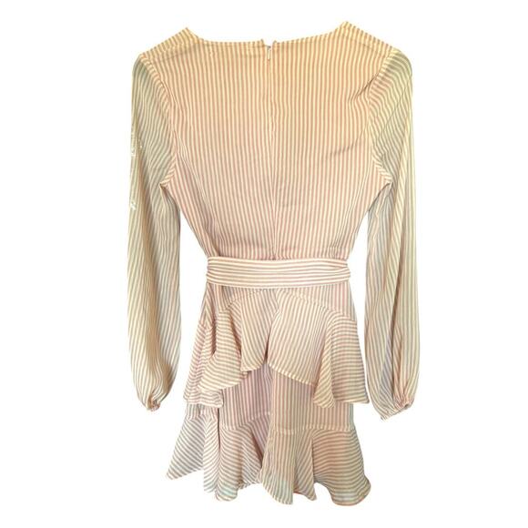 Fourteenth Place Pink Striped Ruffle Wrap Dress - XS - Picture 4 of 12